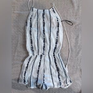 Forever 21 Blue and White Halter Romper